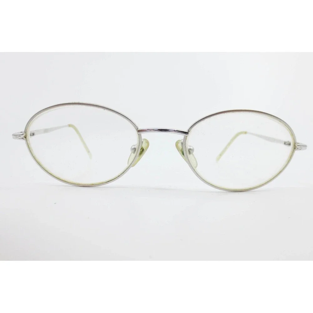 Nine West 6WS Oval Eyeglasses Silver Metal Frame Scroll Detail 130mm Vintage